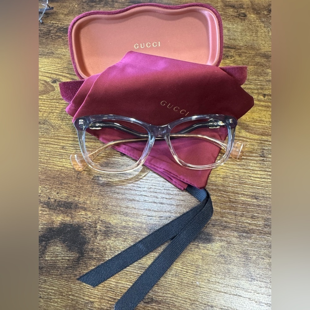 Gucci Transparent Eyewear with Burgundy Case